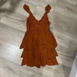 Shyanne Burnt Orange Tiered Mini Dress